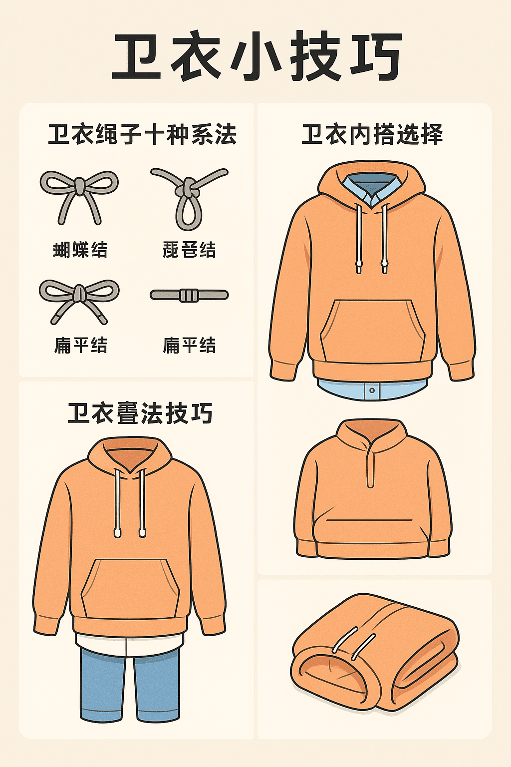 卫衣绳子系法展示